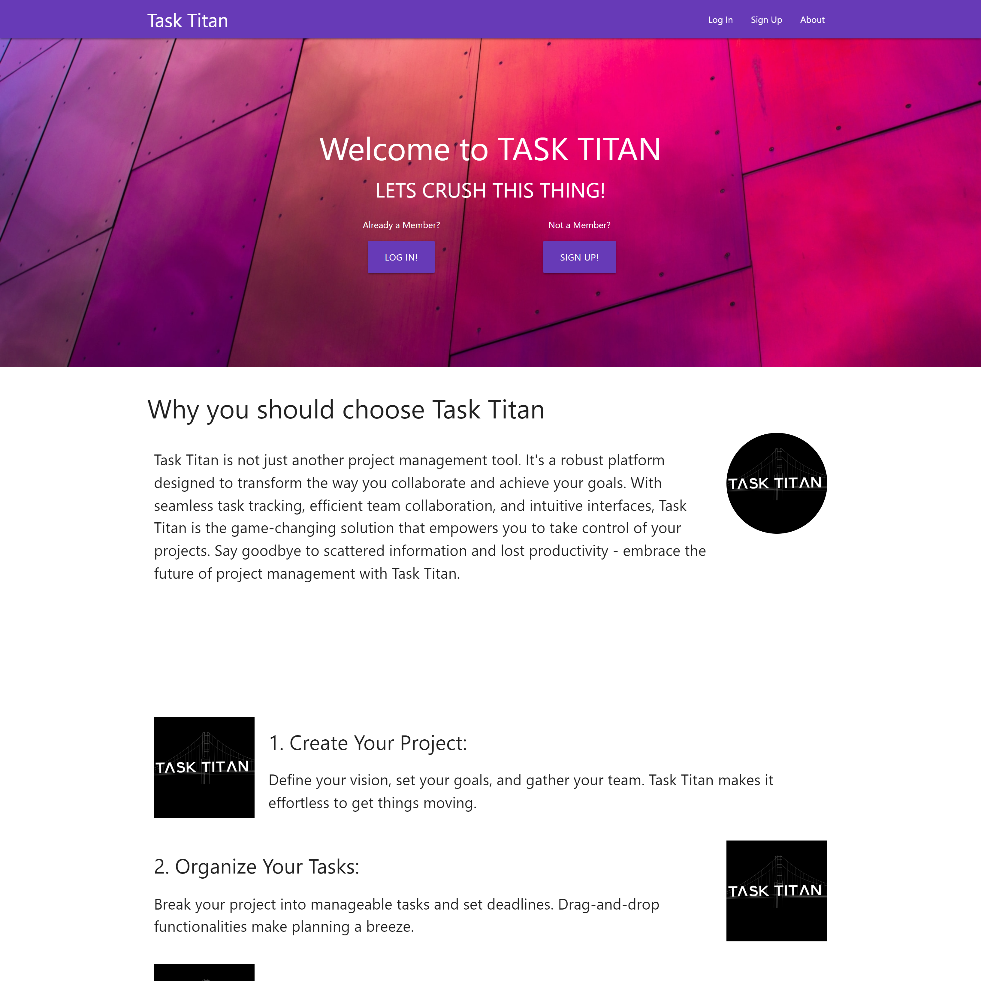 Screenshot of the Task Titan Website